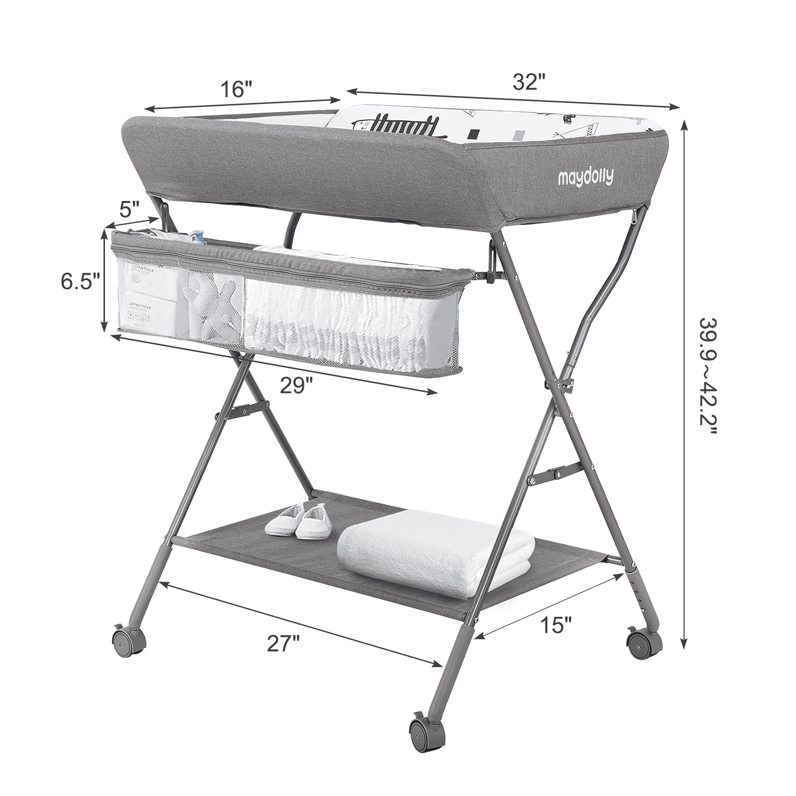 Maydolly 208 Faltbarer und wasserdichter Wickeltisch