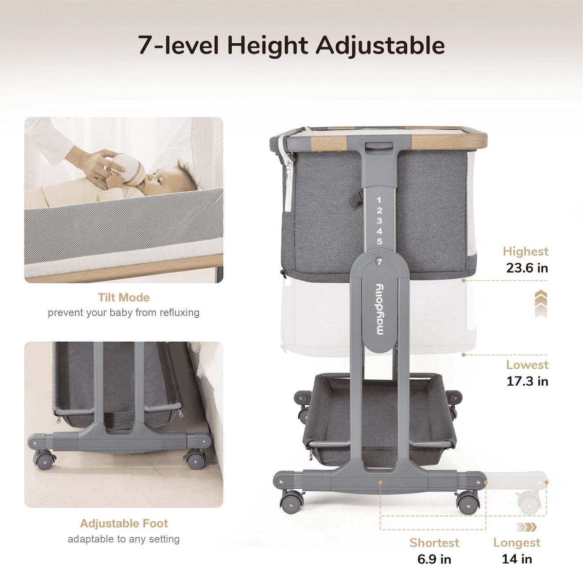 Maydolly 707 Baby Bedside Bassinet