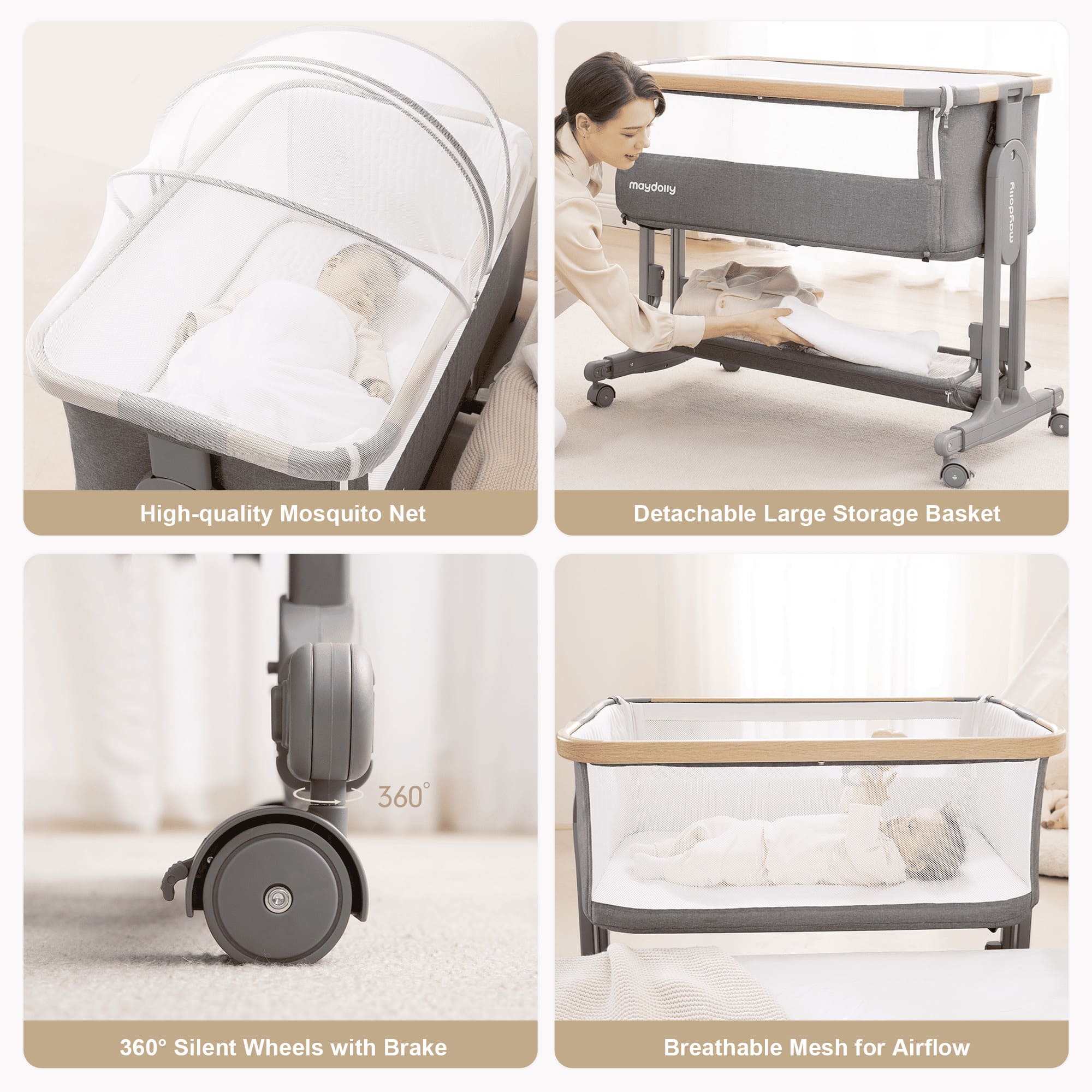 Maydolly 707 Baby Bedside Bassinet
