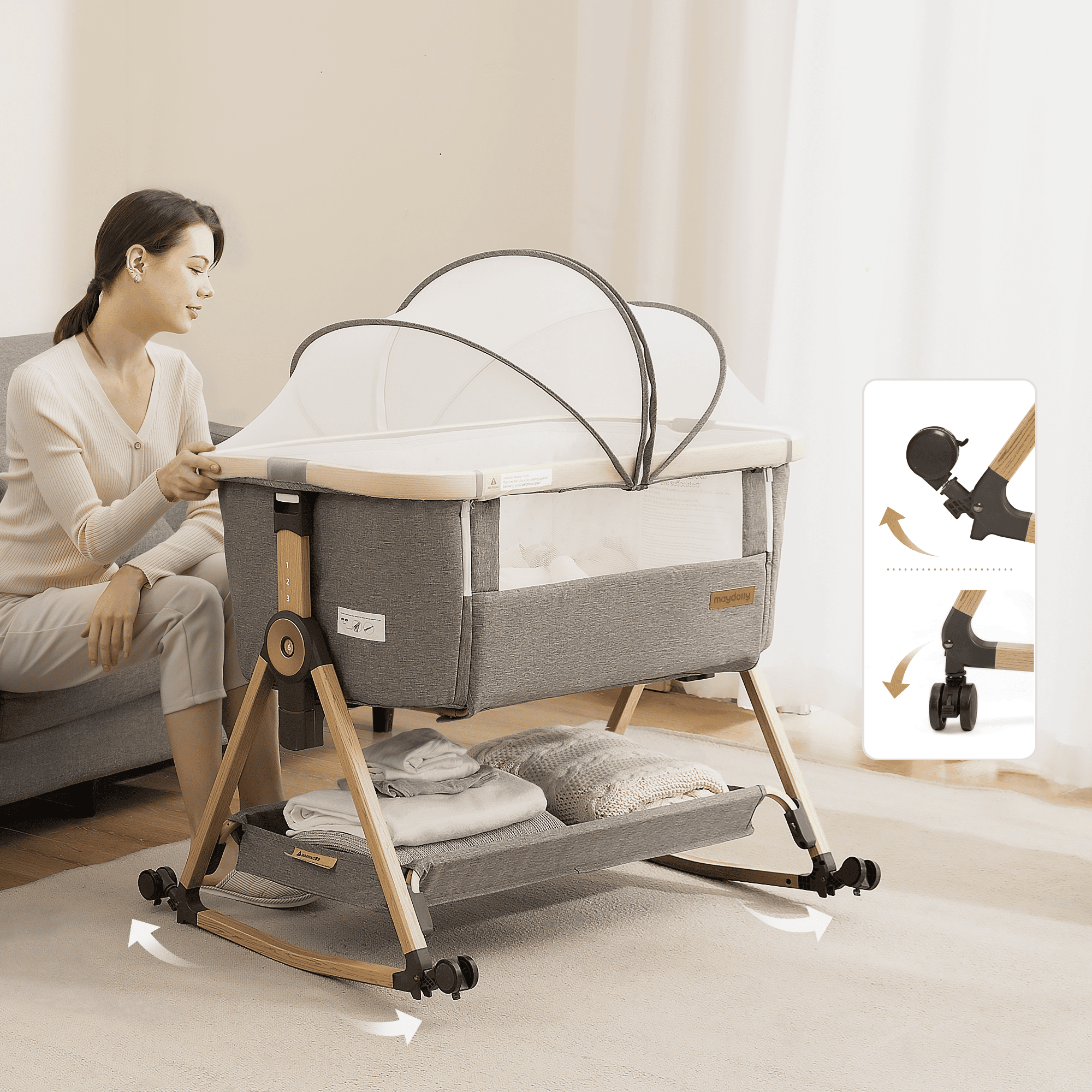 Maydolly C03 Plus 3-in-1 Adjustable Bassinet